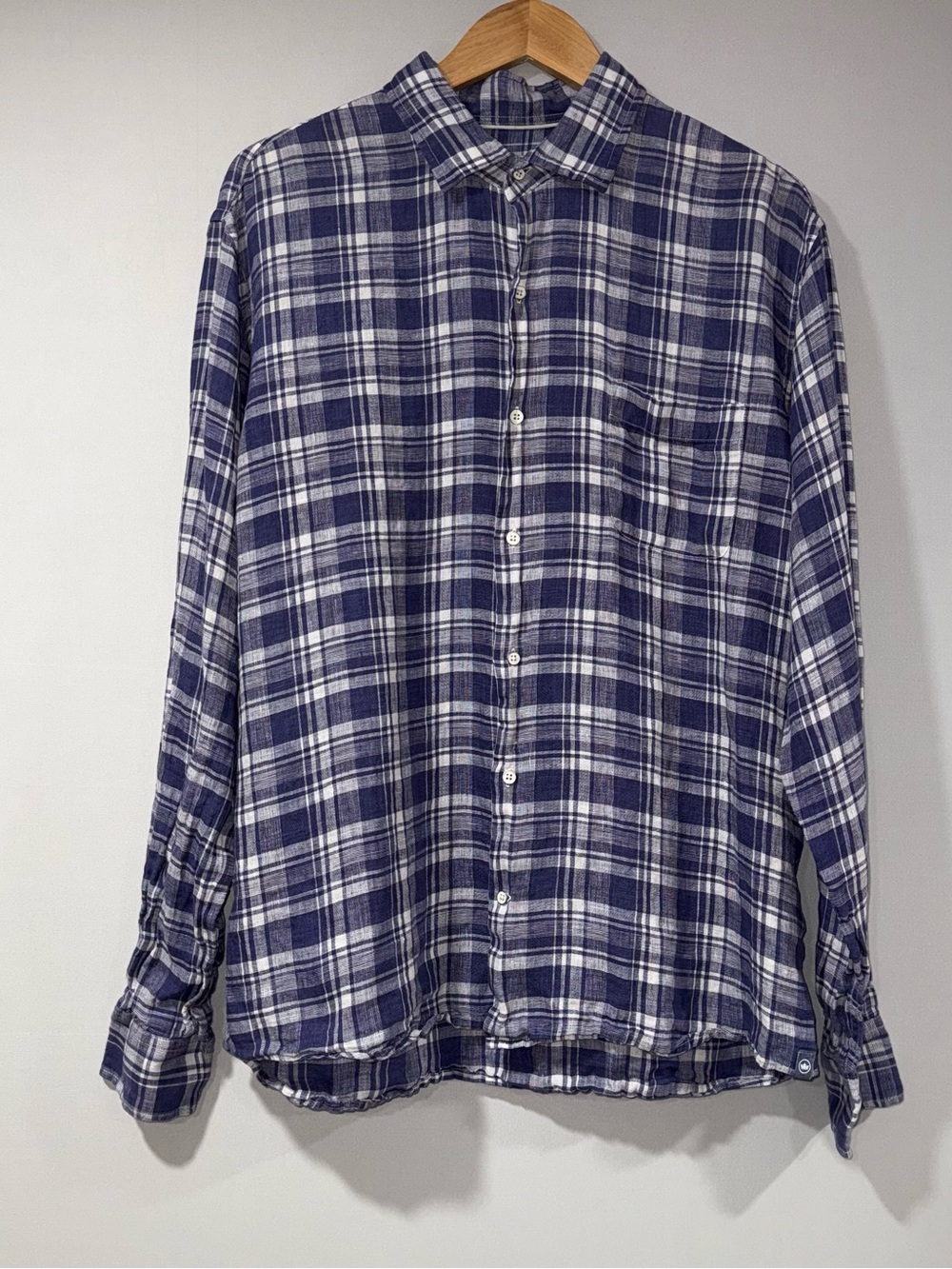 Peter Millar 100% Linen Plaid Button-Up | Size L